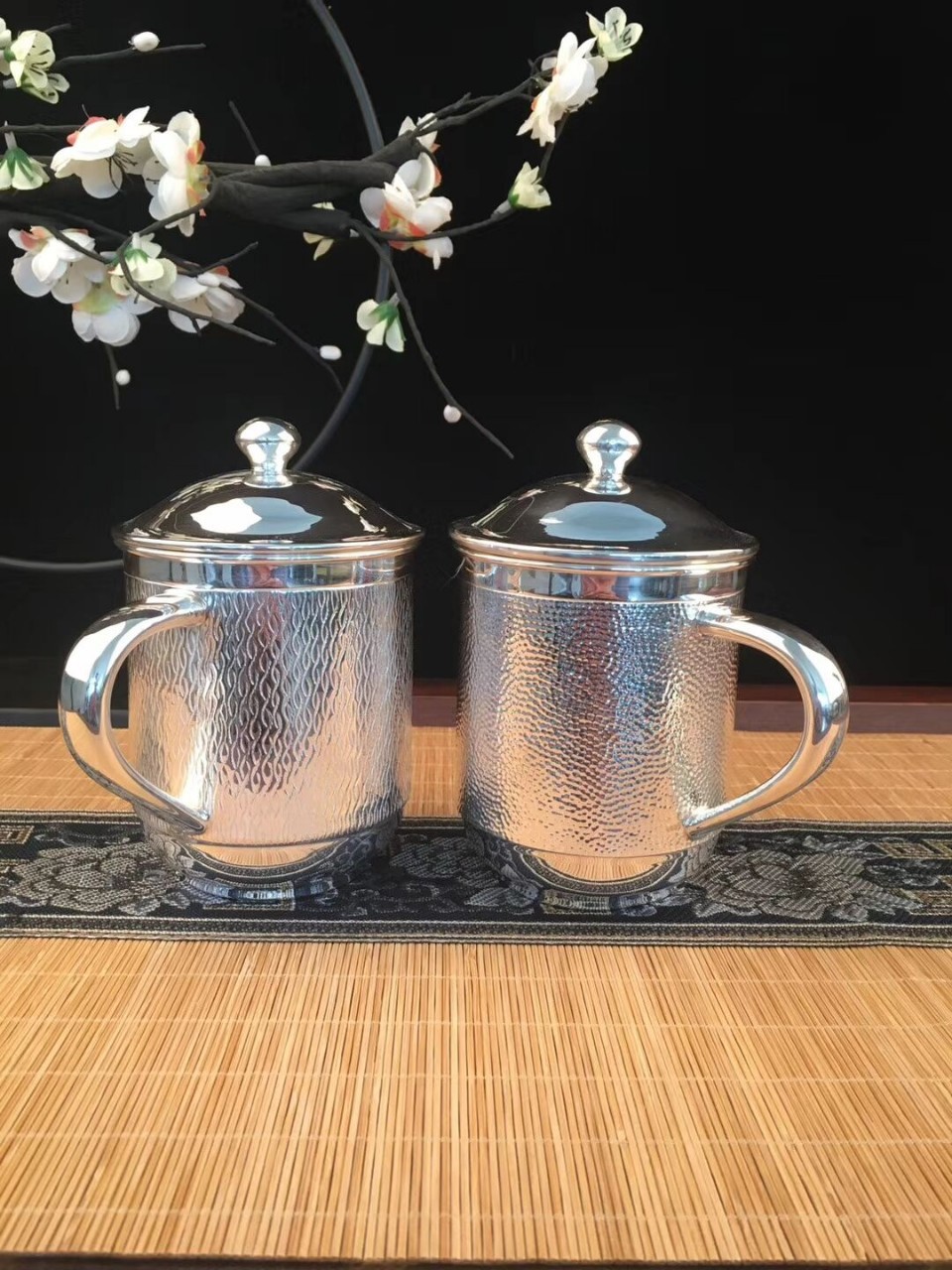 足银999纯银茶缸纯手工加工定做复古做旧和原银色可以约定