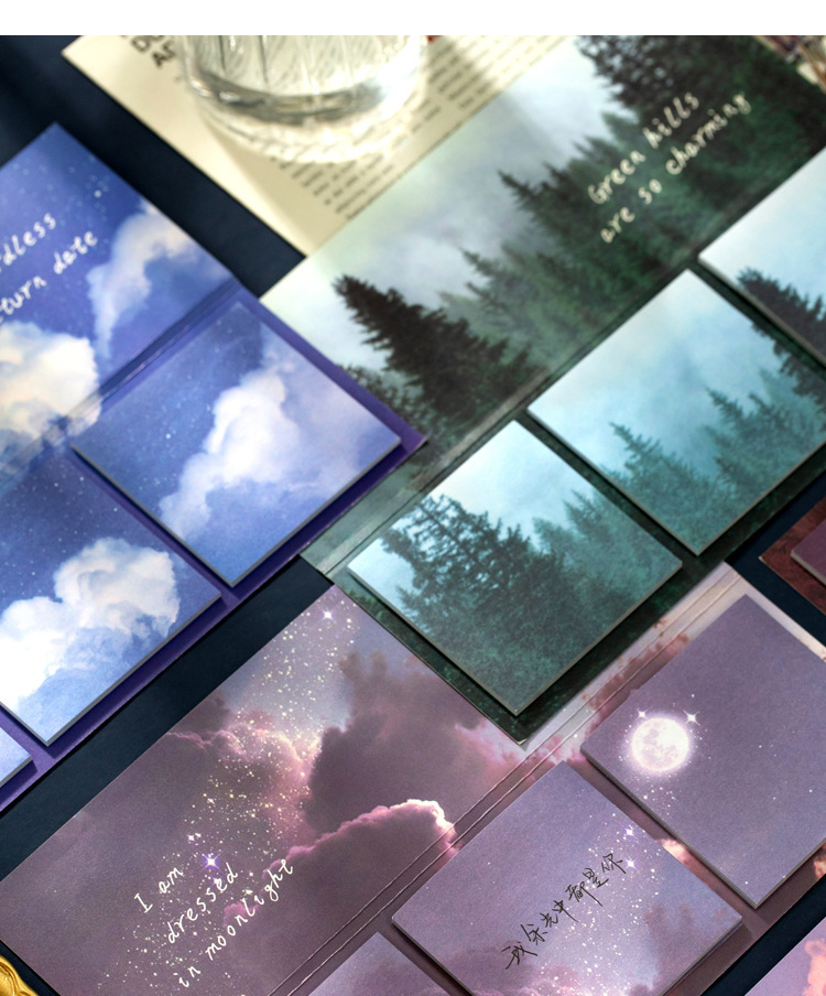闻述多版便利贴 惊鸿云烟系列ins风光影文艺星空手帐留言n次贴8款