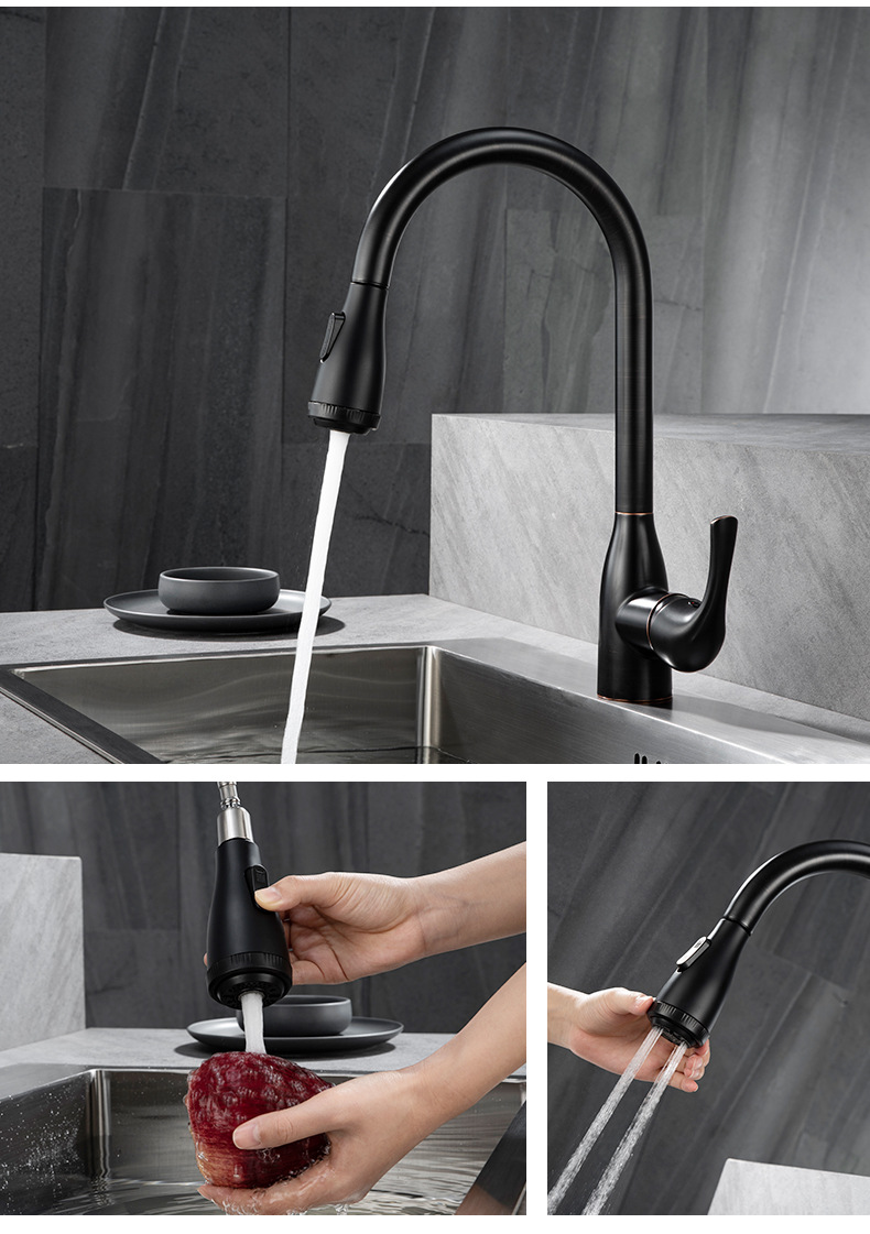 厨房龙头洗菜盆龙头四功能抽拉厨用厂家直销抽拉水龙头水暖五金