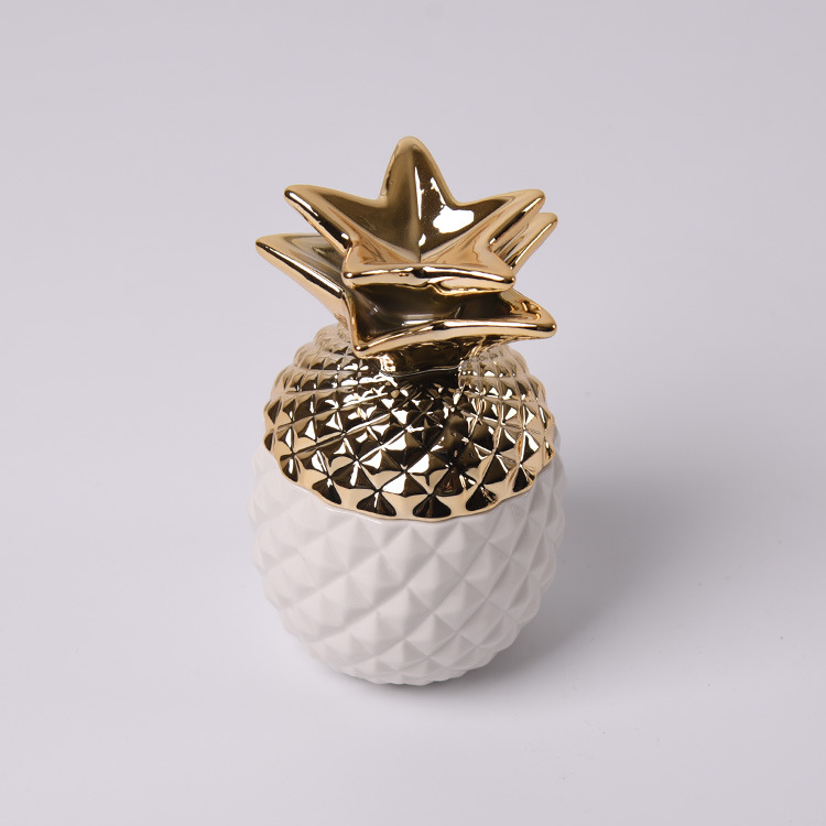 金色松果密封罐陶瓷茶叶罐 糖罐 香料罐厨房潮品陶瓷收纳家居摆件