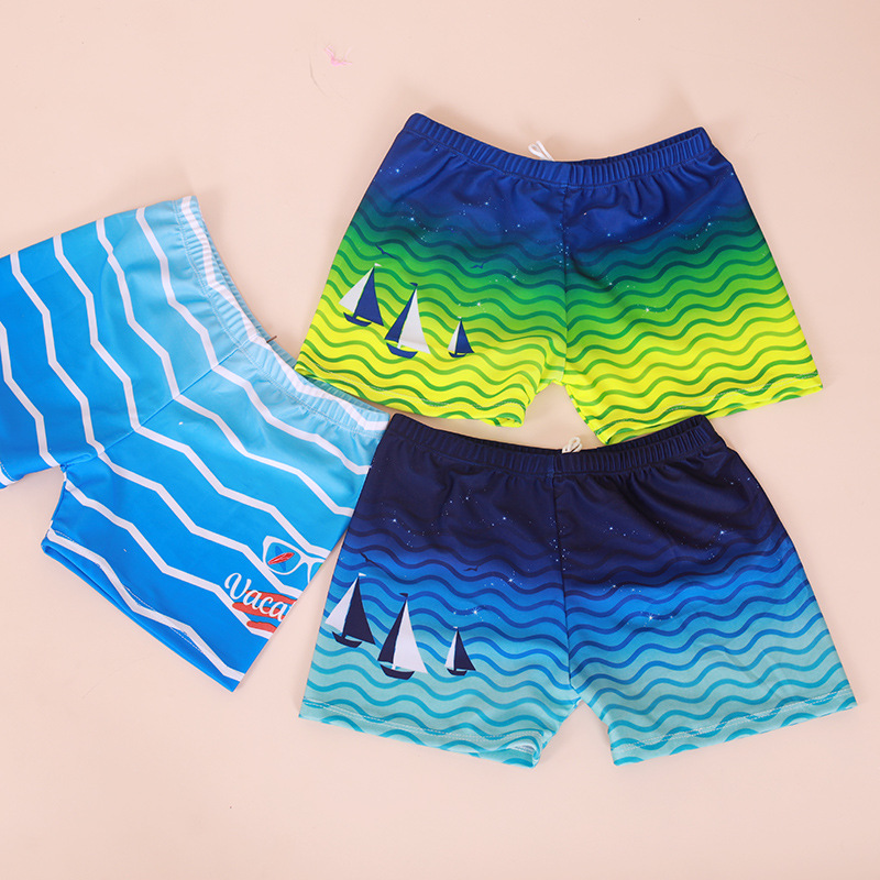 10-16岁少年儿童平角游泳裤 小清新印花男孩短裤男童裤泳裤批发