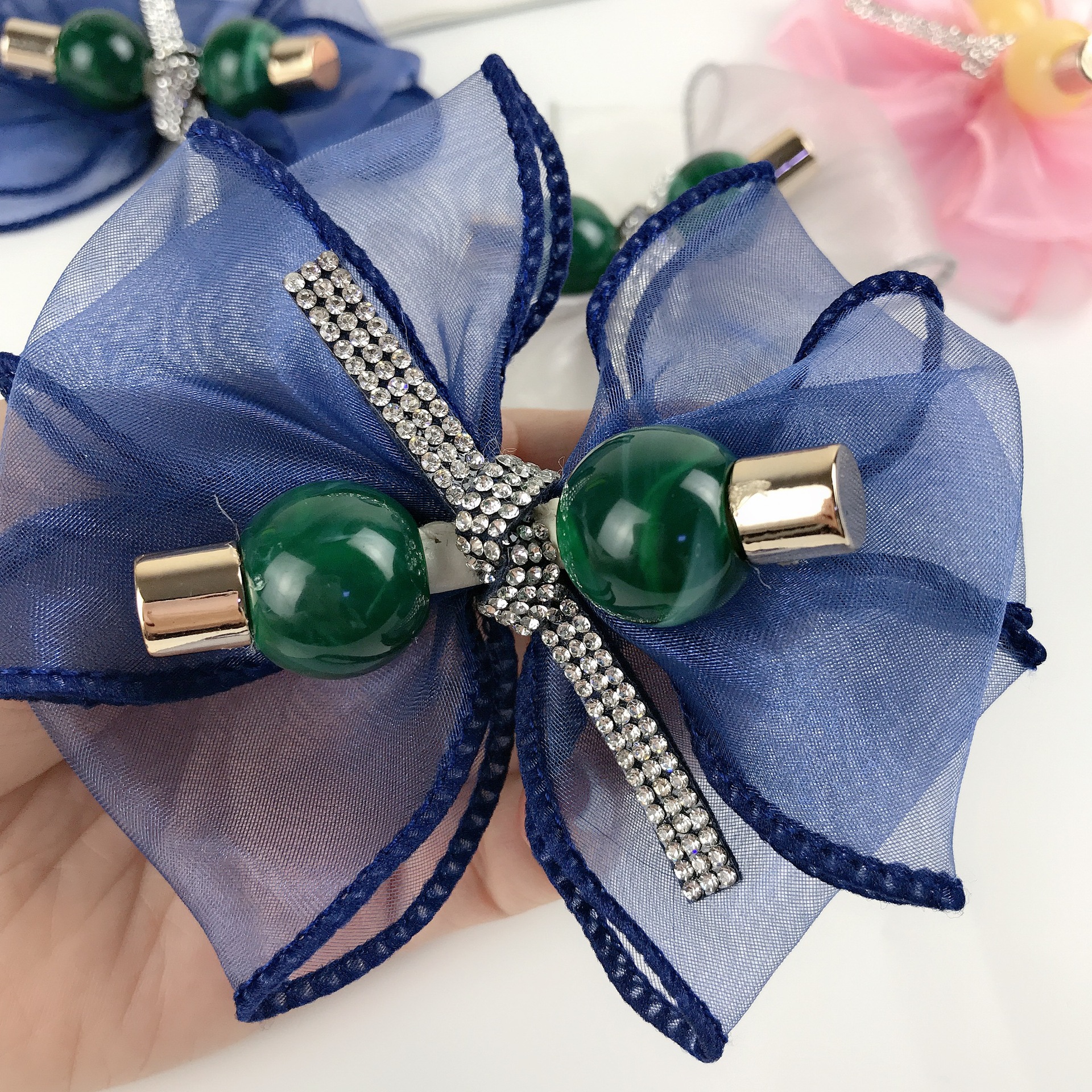 新款日系花朵网纱蝴蝶结鞋花 手工diy发饰饰品配件鞋辅料厂家直销