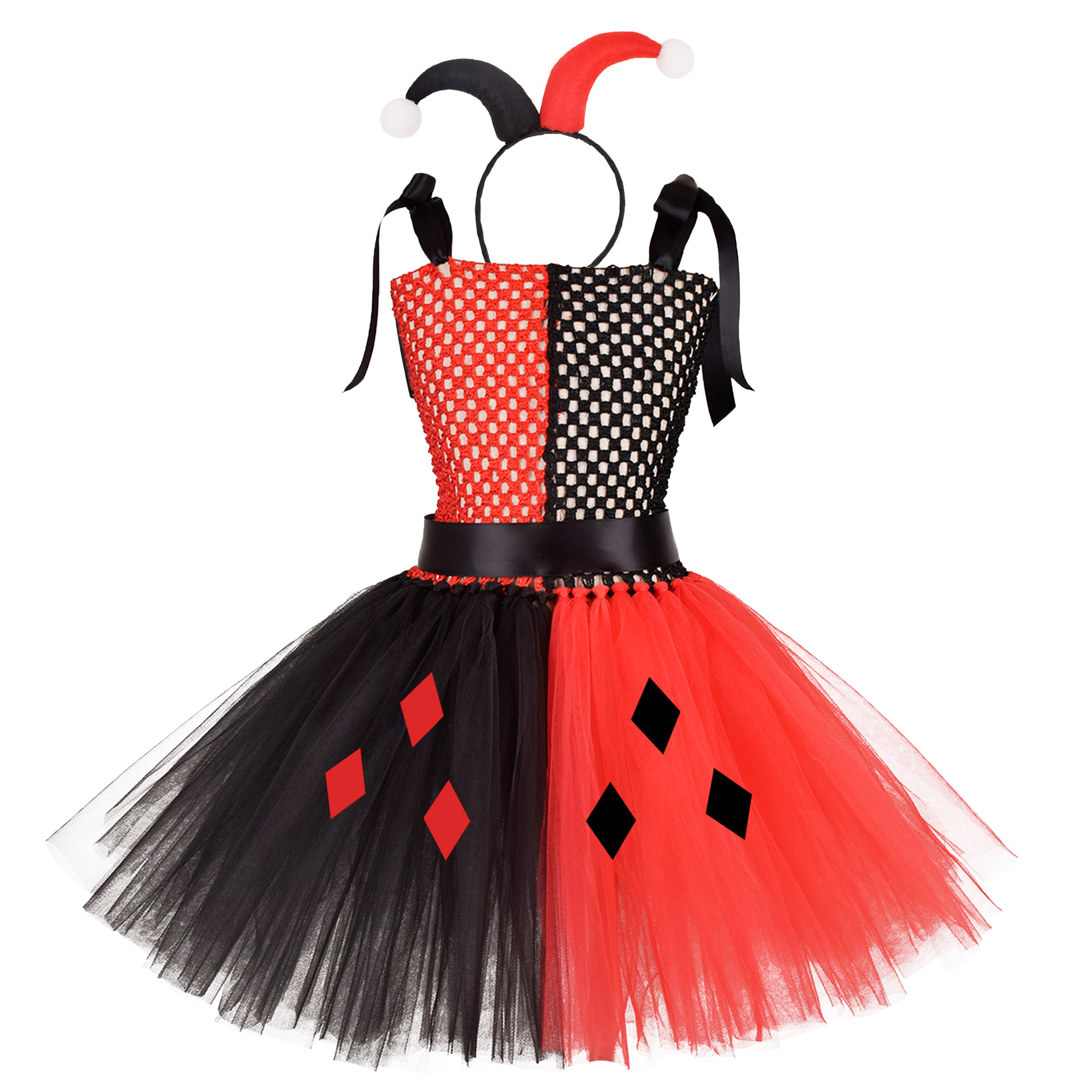 跨境儿童服装女童连衣裙角色扮演小丑女哈莉·奎茵网纱tutu裙套装
