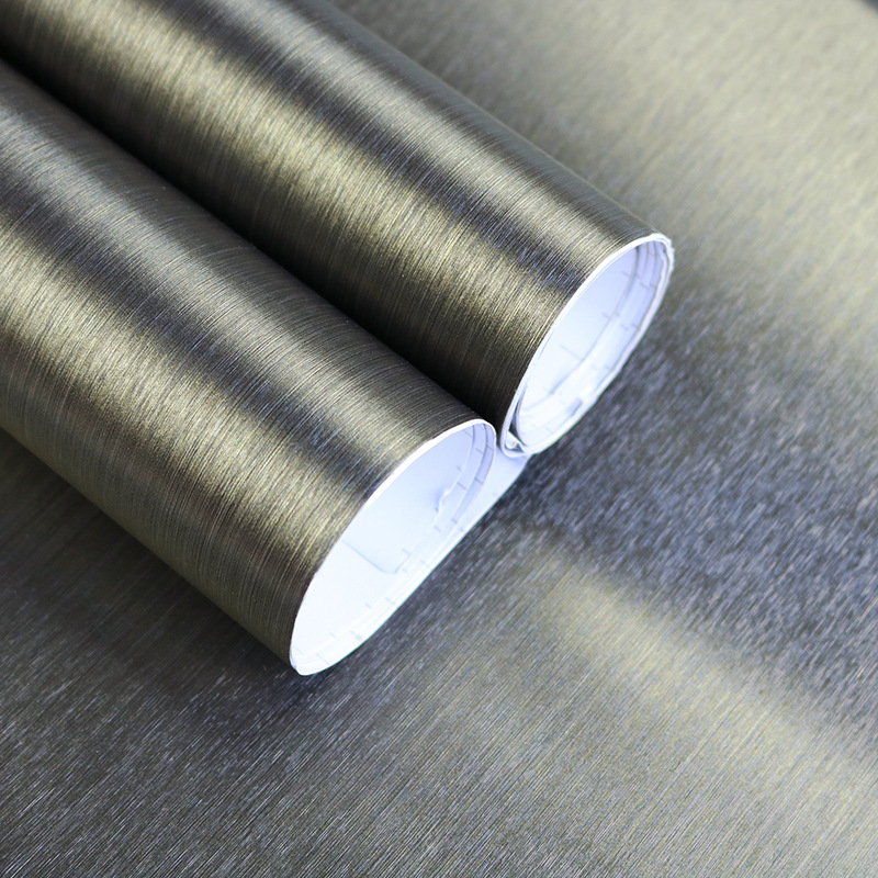 特厚金属质感绿铜色拉丝门框翻新贴纸自粘墙纸壁纸装饰波音软片