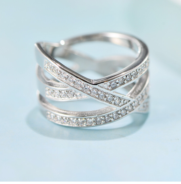 小黑银饰s925银欧美个性小众曲线锆石戒指女指环女首饰批发