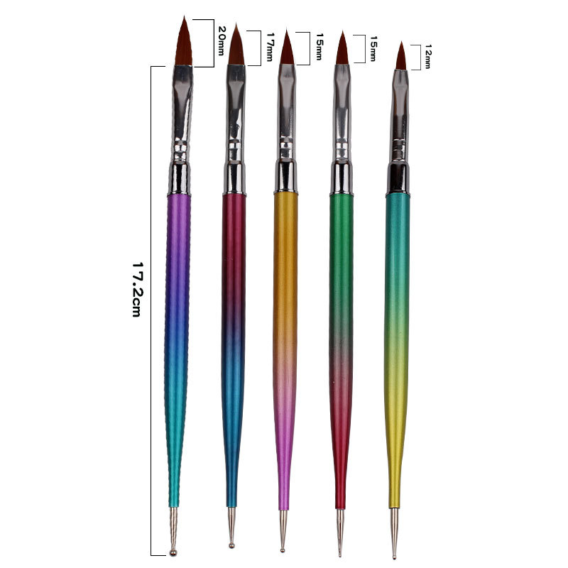 124 gradient rod spot drill crystal pen five pcs metal gradient rod double-headed nail art crystal pen painted brush