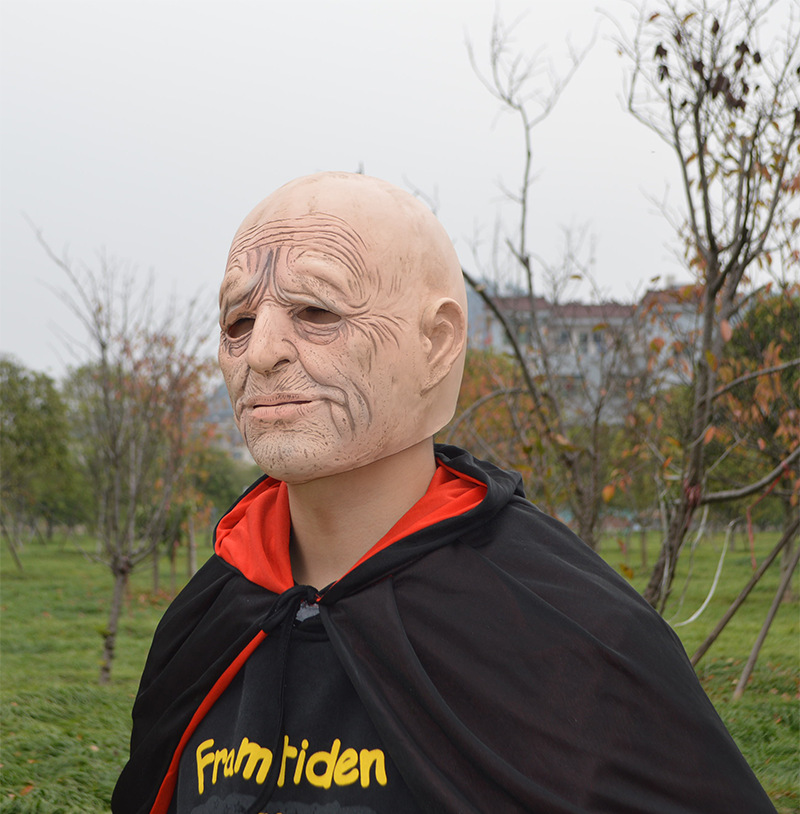 老人面具老头全脸恐怖装饰头套影视道具万圣节人脸乳胶面具头套