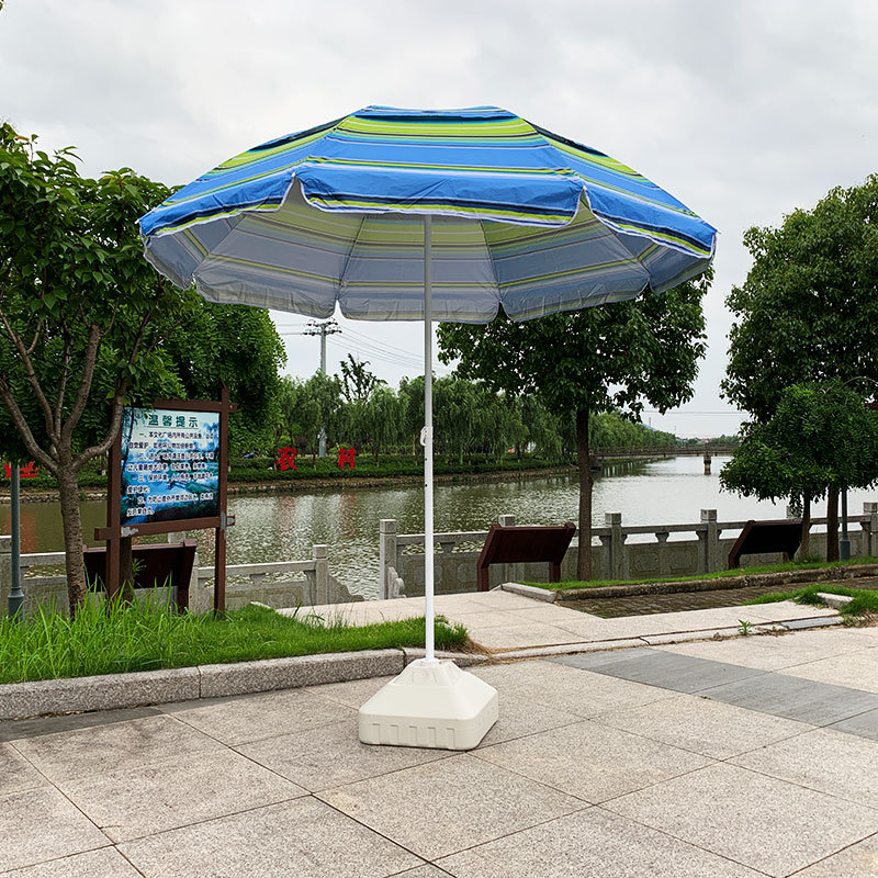 Outdoor Striped Sun Umbrella Stall Enlarged Umbrella Sun Protection Courtyard Sun Umbrella Rain Proof Printing 2 M 2.4 M Advertising Umbrella