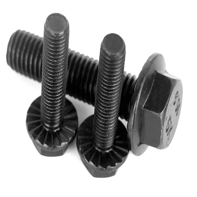 低价批发碳钢发黑高强度螺栓六角法兰带齿螺栓六角螺栓多规格定制