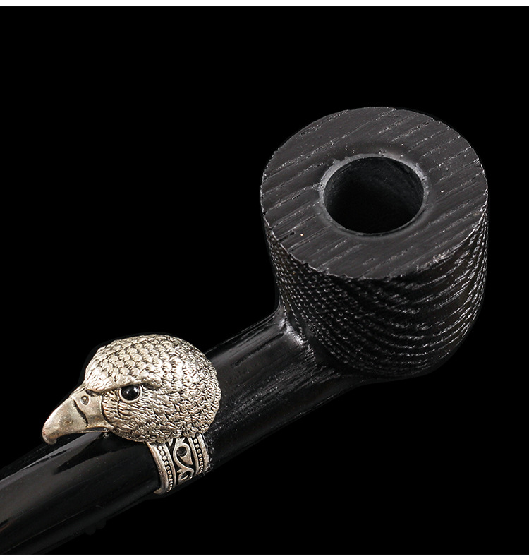 高档橡木烟斗带鹰头装饰男士烟丝用手工老式过滤便携创意实木烟斗