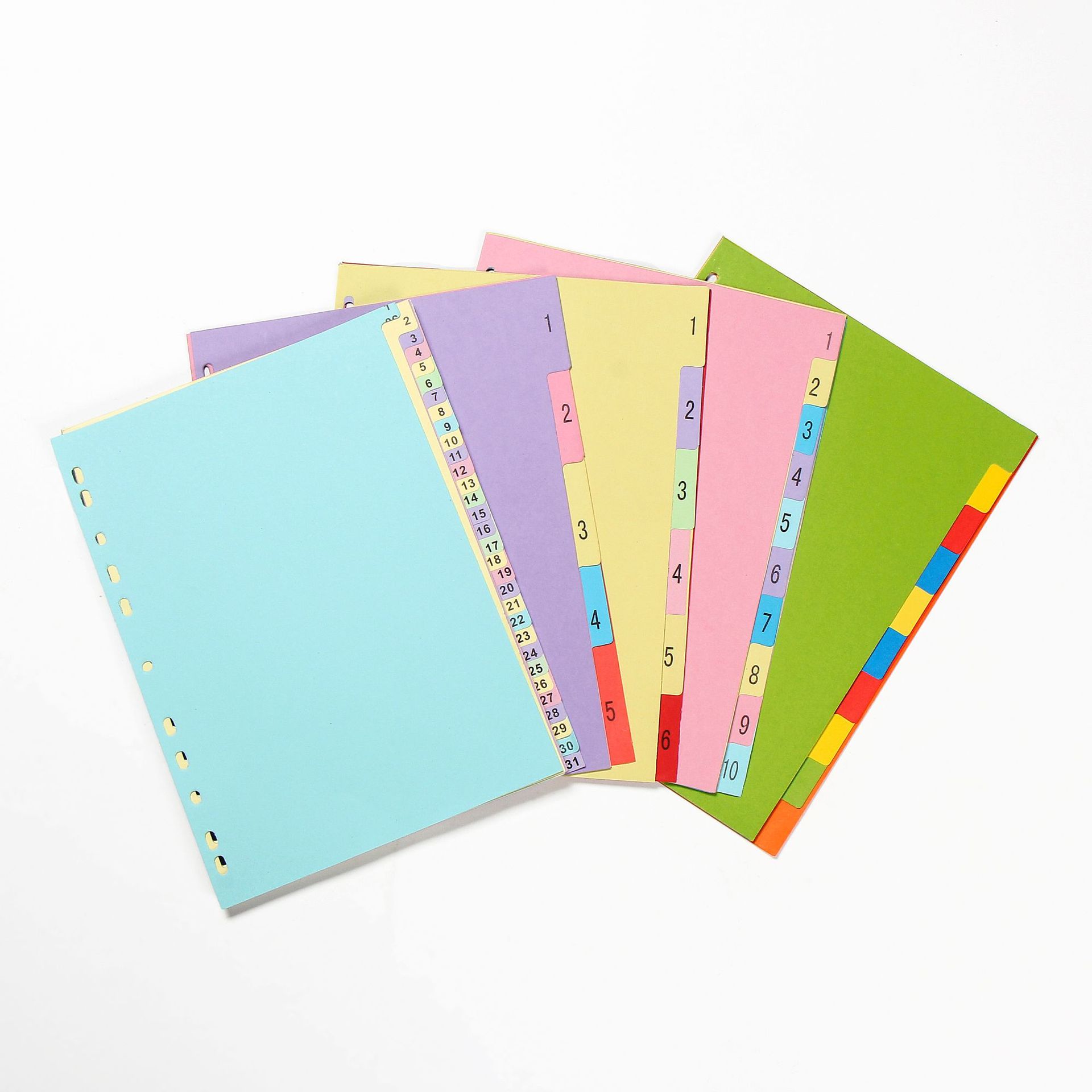 纸质彩色分类页厂家直销纸制分隔页定制a4索引页索引卡11孔索引条