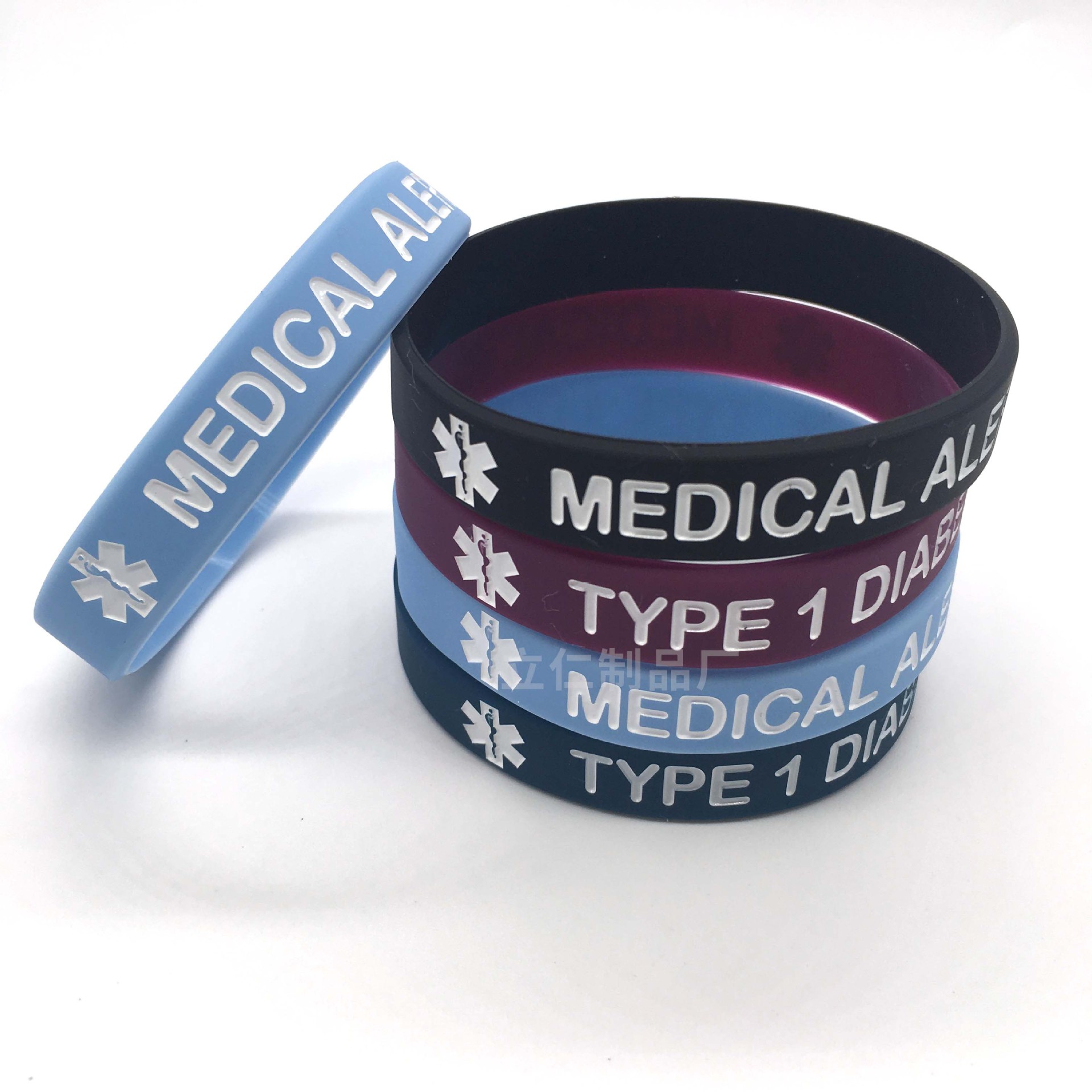 亚马逊新款wristband刻字手链手腕带现货 医学警示硅胶手环手腕带