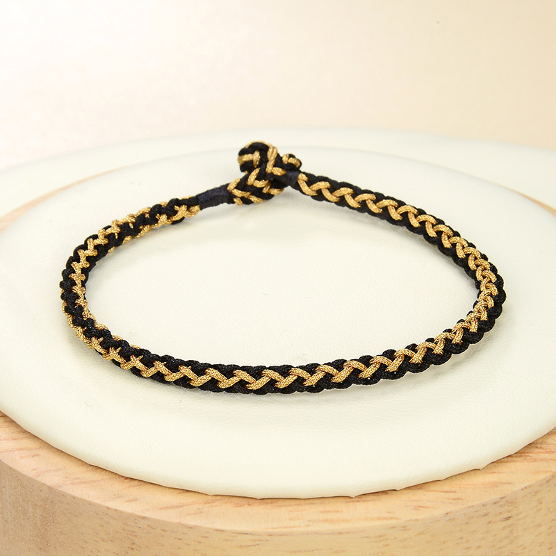 优质新款黑金色玉线绳8股编织手链男女情侣红绳手绳本命工厂直供