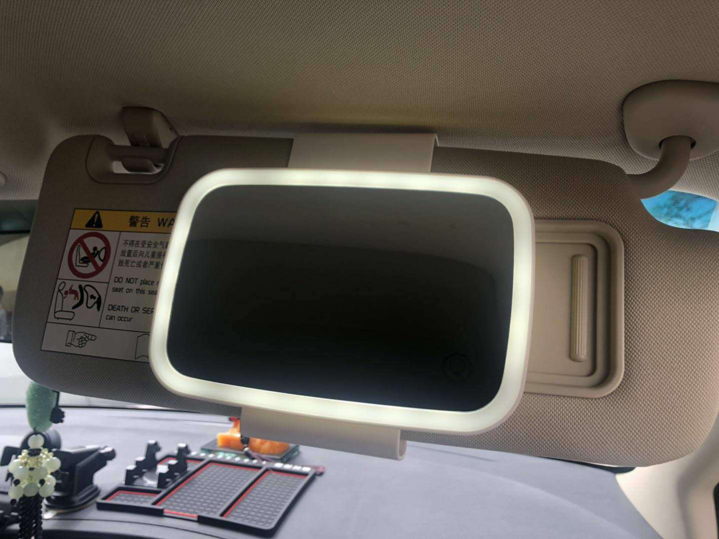 高档新款带灯触摸屏车用化妆镜可充电车载遮光板镜led遮阳镜