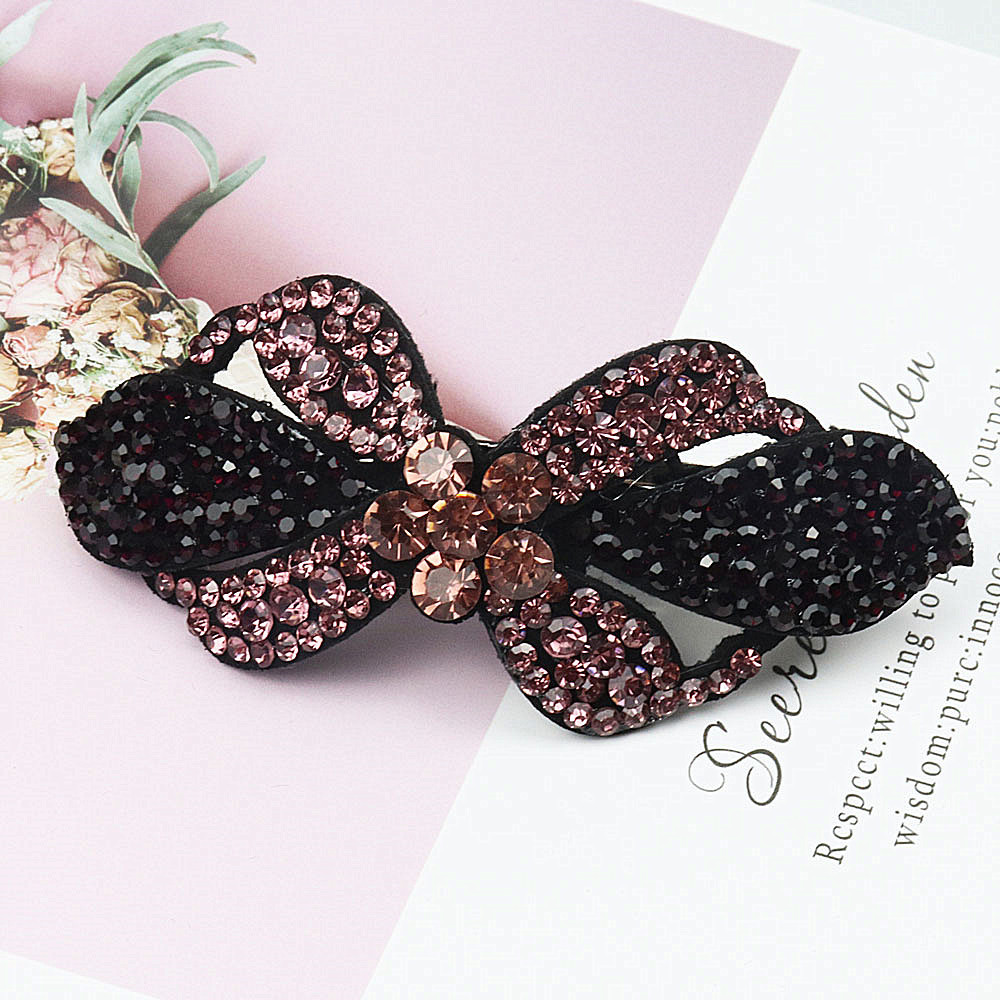 新款韩版发夹水钻镶钻百搭发卡盘发夹子满钻大号弹簧夹头饰批发女