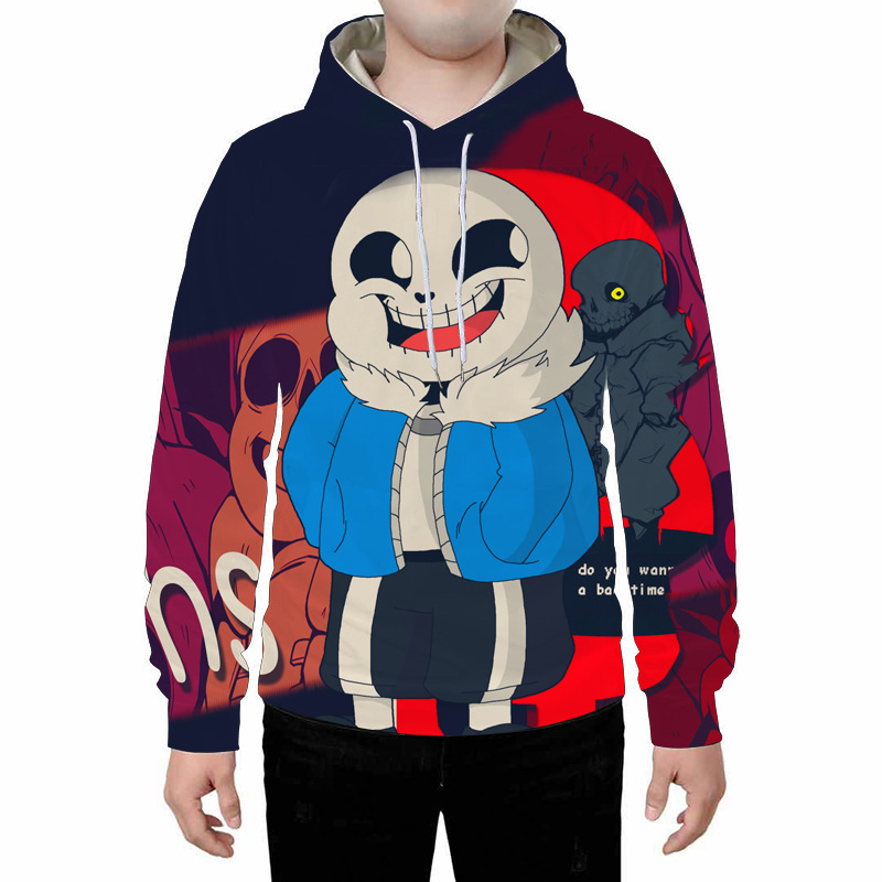 新品传说天下undertale sans连帽衫情侣卡通3d印花卫衣连帽运动衫