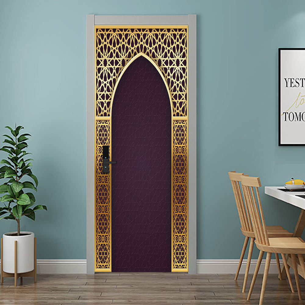 跨境款穆斯林宗教风格门贴卧室浴室门装饰自粘可移除pvc家居装饰