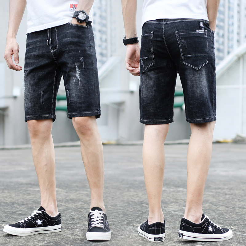 男士牛仔短裤修身