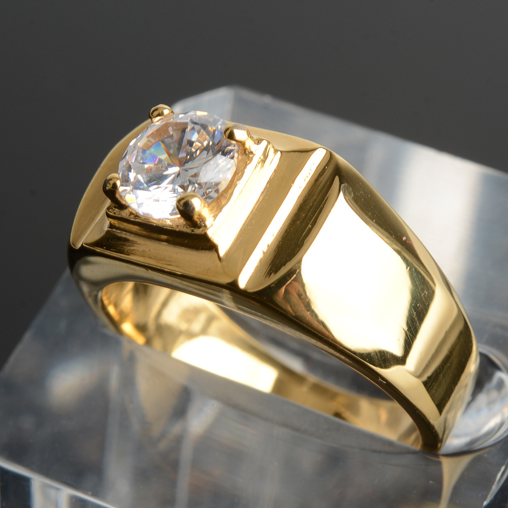 电镀白金欧美时尚戒指大男戒钛钢不锈钢男士戒指工厂价格