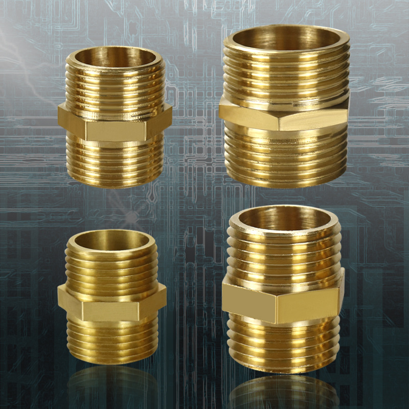 纯黄铜对丝双外丝接头螺纹直接1分2分3分4分6分1寸转接头水管配件