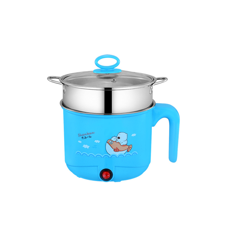 Multi-Functional Electric Cooker Mini Student Dormitory Electric Small Power Hot Pot Stainless Steel Cooking Noodle Pot Non-Stick Steamer