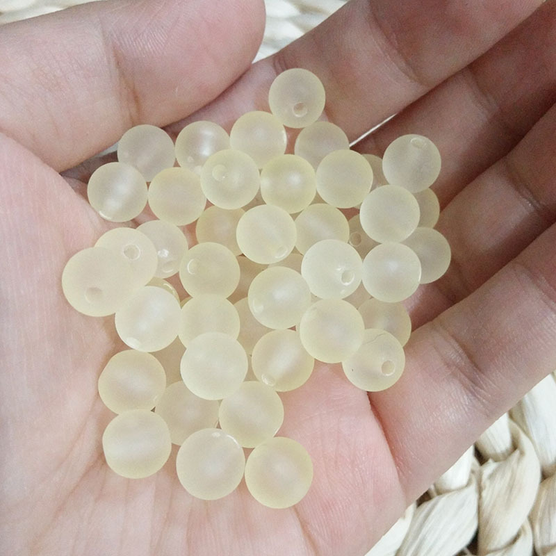 亚克力橡皮珠diy手工串珠发饰珠 亚光磨砂串珠半透明哑光直孔色珠