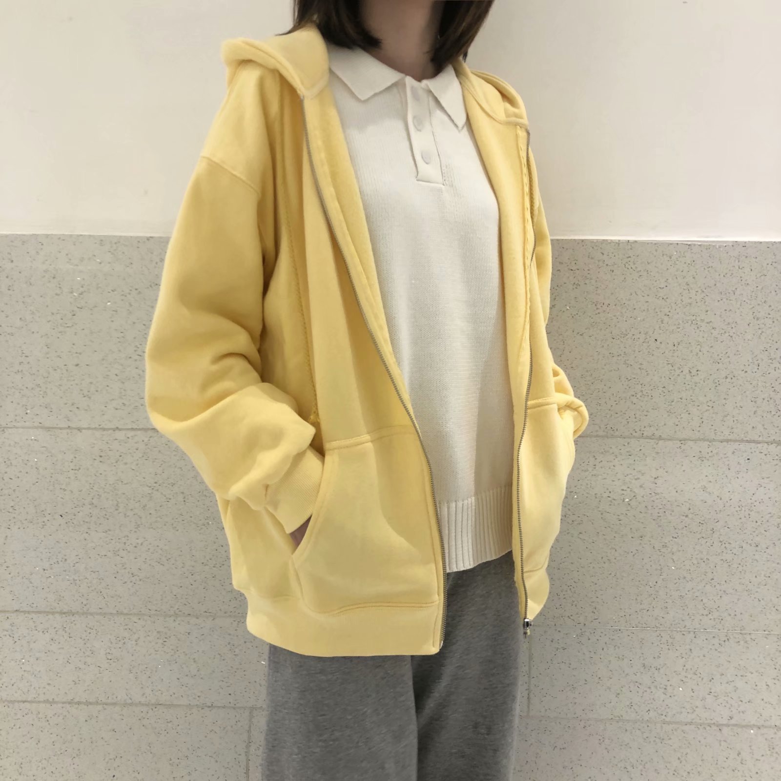 bm卫衣 20年秋款纯色连帽抽绳卫衣 多色长袖宽松外套 brandy同款