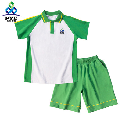 广州市番禺小学生校服绿色套装幼儿园服装y领直领厂家现货批发