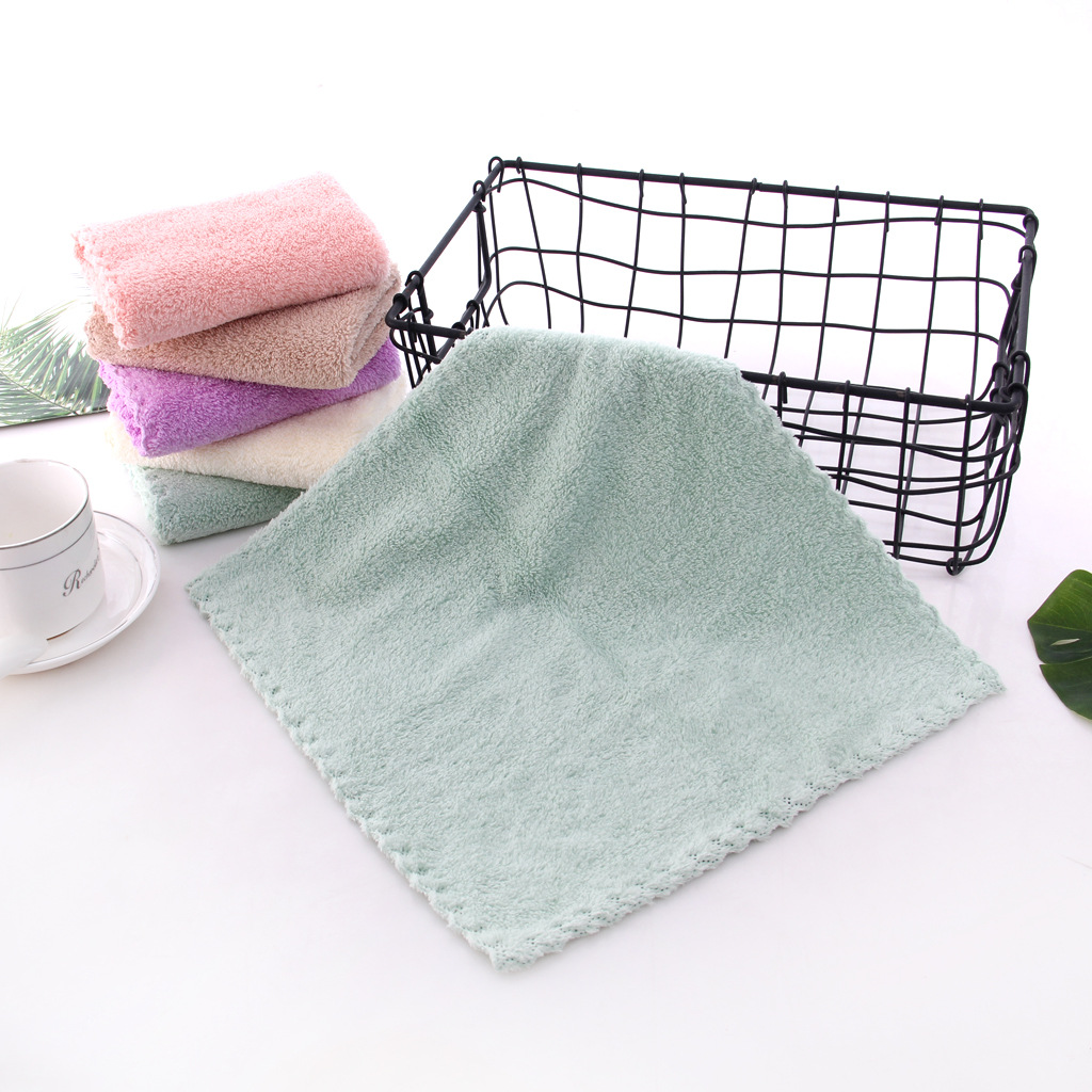 高密珊瑚绒厨房擦手巾抹布 幼儿园小方巾 吸水切边纳米小毛巾