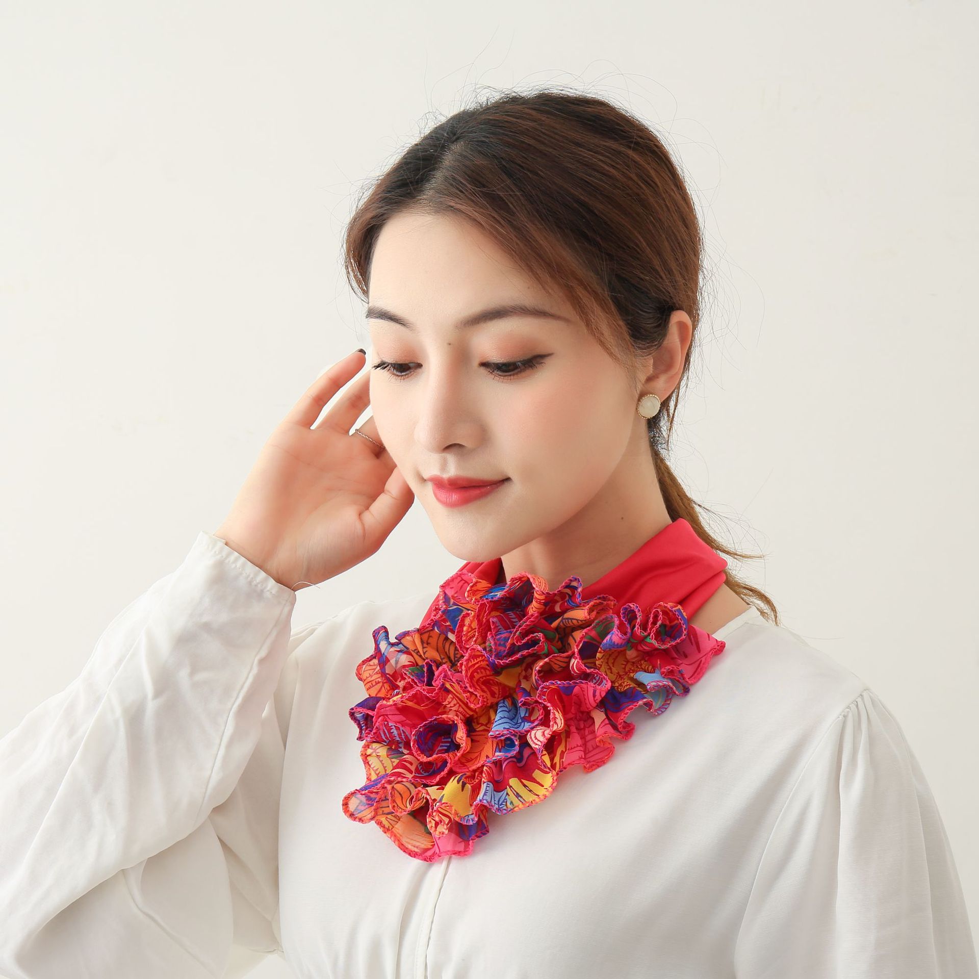 百变围脖领花女套头新款领花百搭脖套花时尚韩版网红脖套假领子