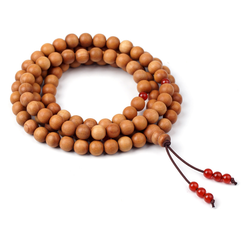 东加檀香佛珠手串108颗手链文玩佛珠木念珠男士男女手鍊弹力木质