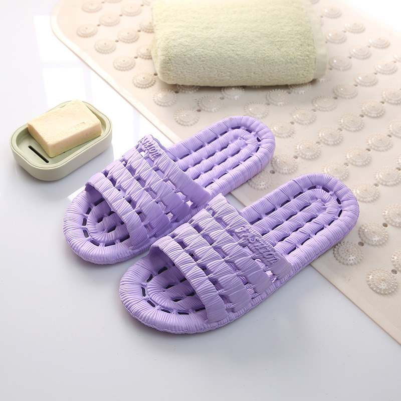 New Home Slippers Wholesale Four Seasons Bath Leaking Slippers Men and Women Soft Bottom Cutout Non-Slip Couple Bathroom Sandals