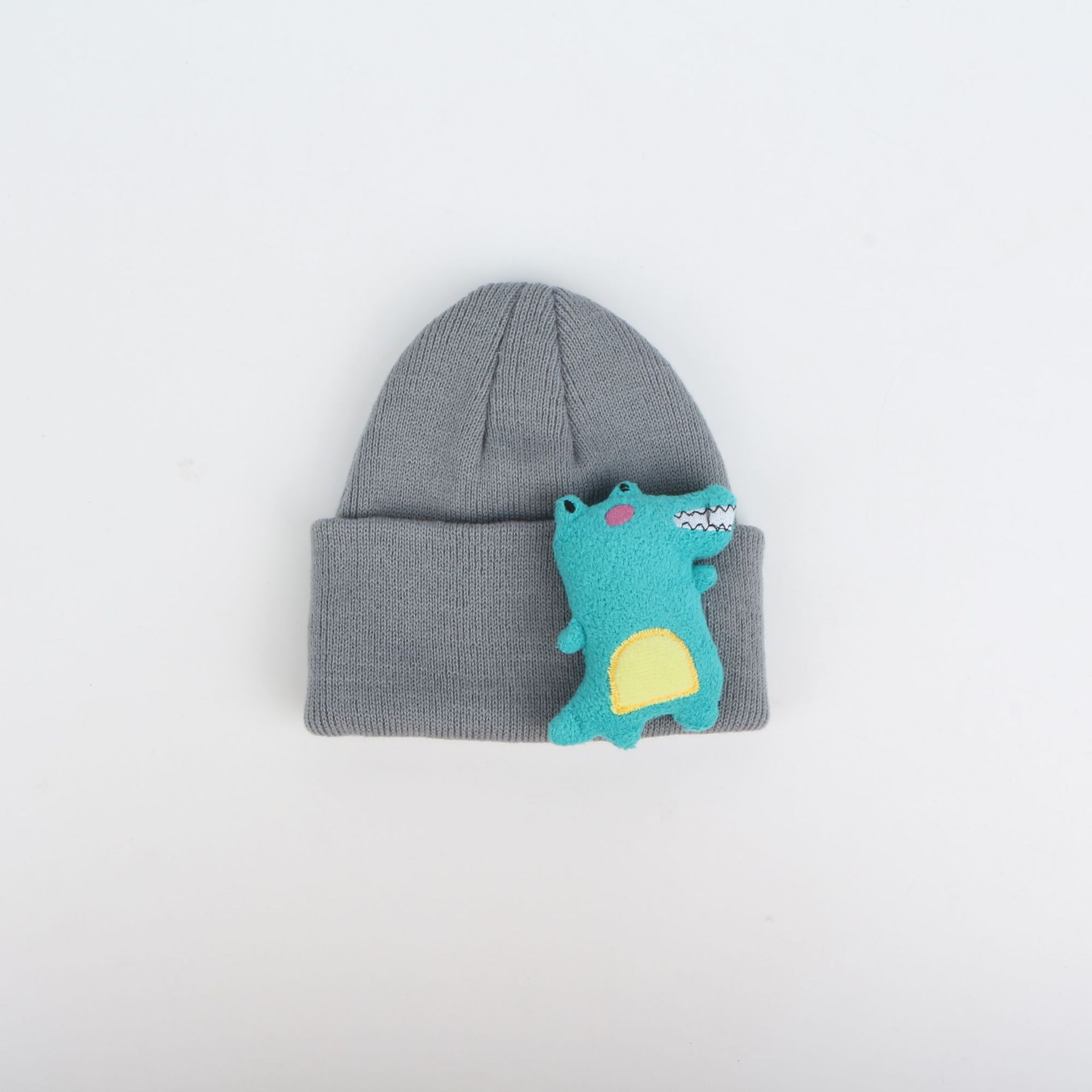 秋冬男宝女宝新款网红小恐龙帽子儿童保暖玩偶针织帽糖果色毛线帽