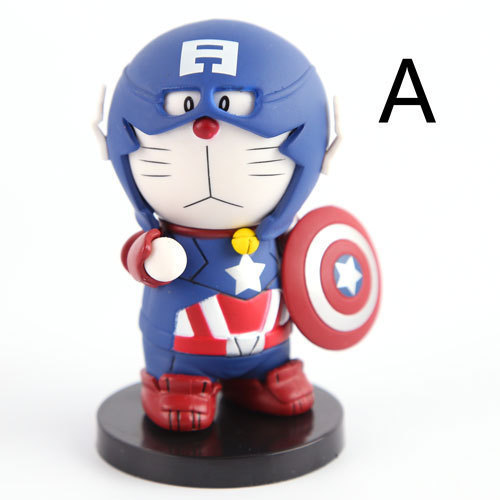 哆啦a梦机器猫手办模型cos美国队长 叮当猫蝙蝠侠车载 汽车摆件