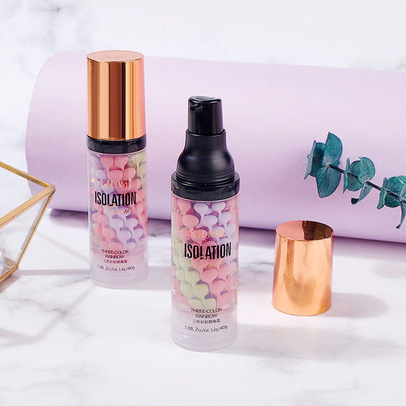 工厂直销秀瑟冰淇淋三色隔离霜彩虹鸟屎隔离水润保湿轻薄隔离霜打