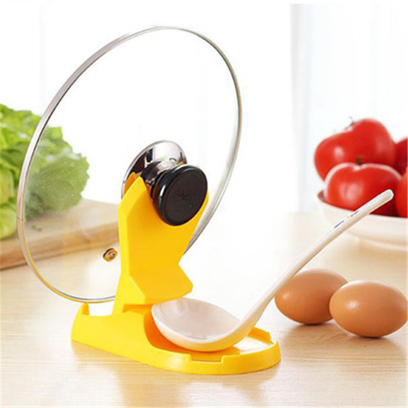 Wholesale Multi-Functional Folding Pan Cover/Pot Lid Holder + Soup Spoon Holder Dual-Use Kitchen Rack