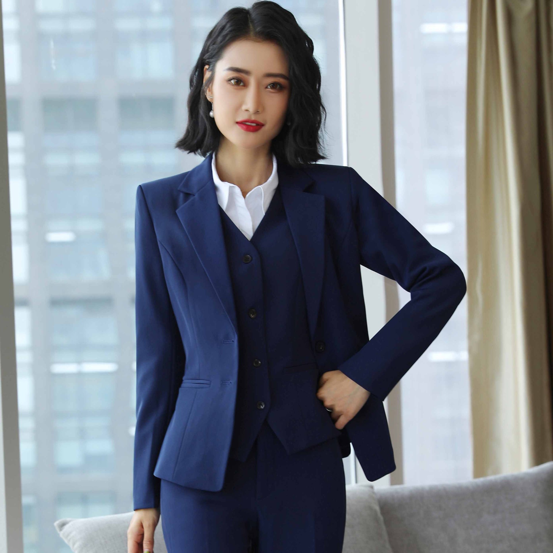 职业套装女装空姐制服气质职业马甲套裙工装酒店经理美容师工作服