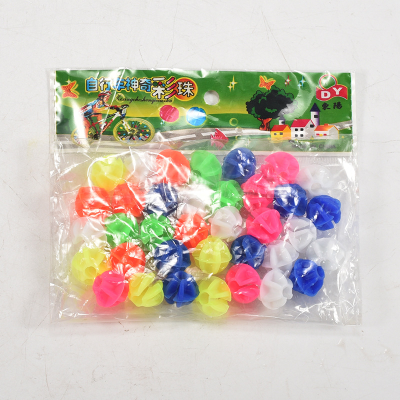 Bicycle Colorful Beads Bicycle Mountain Bike Stroller Steel Wire Spokes Plastic round Length Colorful Beads with Luminous Rim Decorations