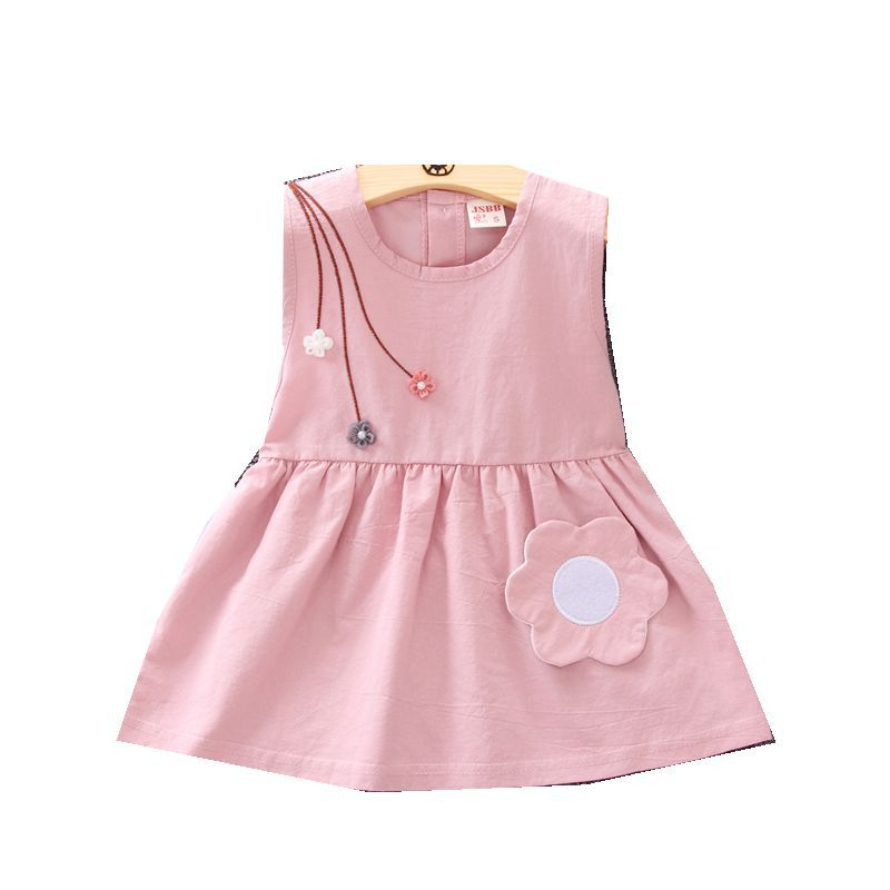 Children's Dress Summer 2020 New Infant Korean Style Girl's Sweet Fashion Sleeveless Vest Lace Dress