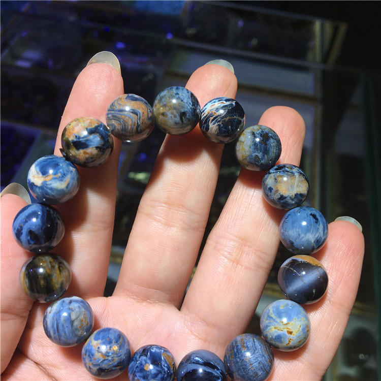 纳米比亚彼得石手串 色彩绚丽火彩足颗颗饱满意境天然宝石手饰