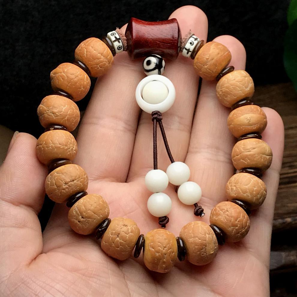 藏式尼泊尔大凤眼菩提子桶珠手串女红皮文玩佛珠手持1