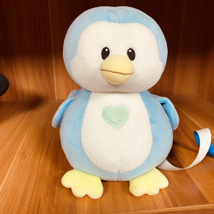 厂家加工羽丝棉胖嘟嘟正能量企鹅毛绒公仔批发爱心安抚治愈玩具