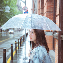 透明广告伞印logo长柄透明伞8骨环保透明雨伞yusan印字