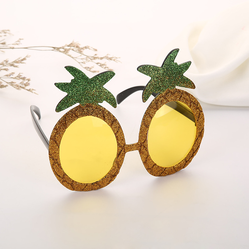 产地货源外贸水果太阳眼镜 舞会节日派对用品洒金粉款菠萝眼镜