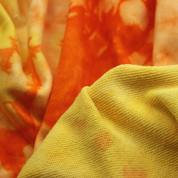 扎染毛圈布针织卫衣外套面料棉涤手工扎染卫衣法国法式大毛圈布