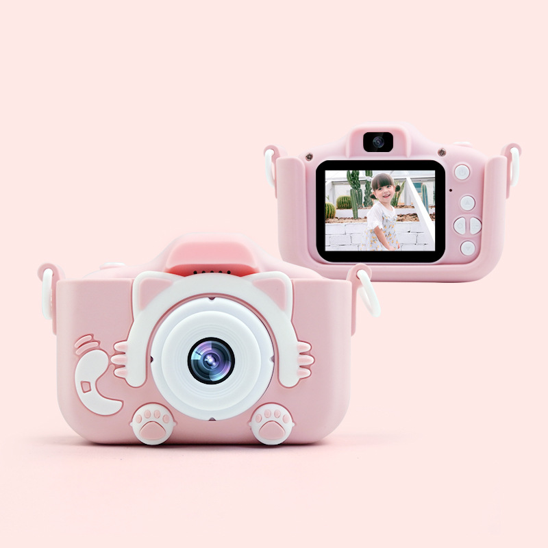 Factory Wholesale New Cartoon Children's Digital Camera Can Take Photos Front and Rear Double Lens Drop-Resistant Small Slr Baby Shot