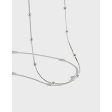 XT047韩版S925纯银简约百搭个性手工蛇骨链间圆珠项链项链饰