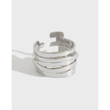 HJZ520日韩时尚线条银指环INS风个性简约多层缠绕S925纯银戒指女