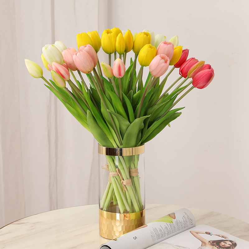 Mini Soft Plastic Tulip Pu Tulip Home Model Room Decoration Factory Artificial Flower Moisturizing Feel Tulip