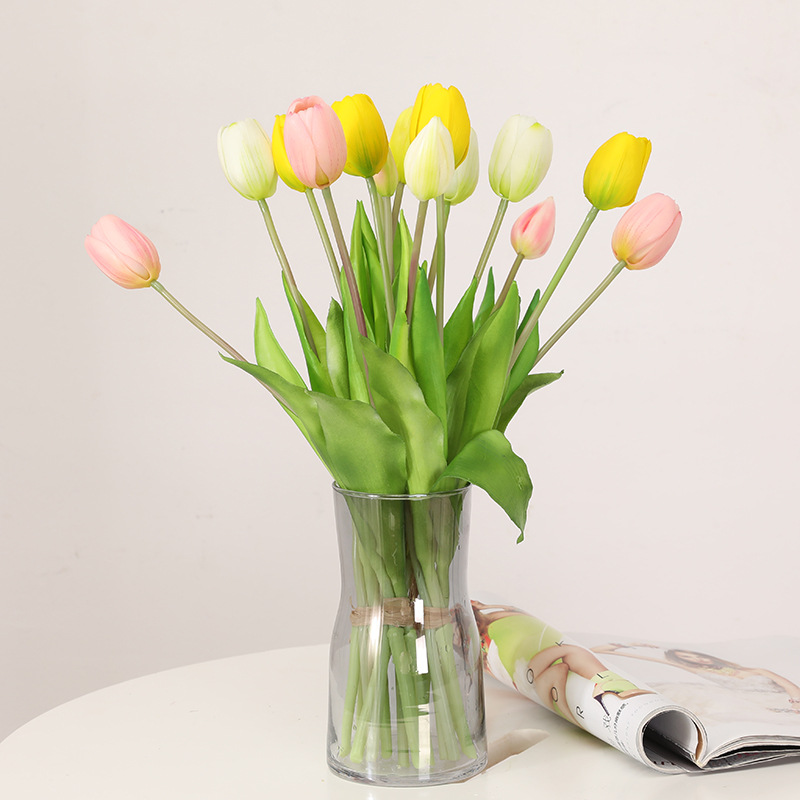 Mini Soft Plastic Tulip Pu Tulip Home Model Room Decoration Factory Artificial Flower Moisturizing Feel Tulip